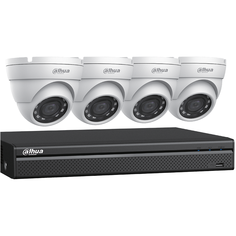 Dahua C542E42A Four (4) 1080p HDCVI Eyeball Cameras with One (1) 4-channel 1080p HDCVI DVR