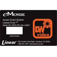 Linear 620-100257 ES-DWVL: eMerge Essential Digital Watchdog 4-Channel Video License-to-Go™ Card