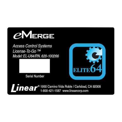Linear 620-100266  EL-U64: eMerge Elite-36 to eMerge Elite-64 System Upgrade License-to-Go™ Card