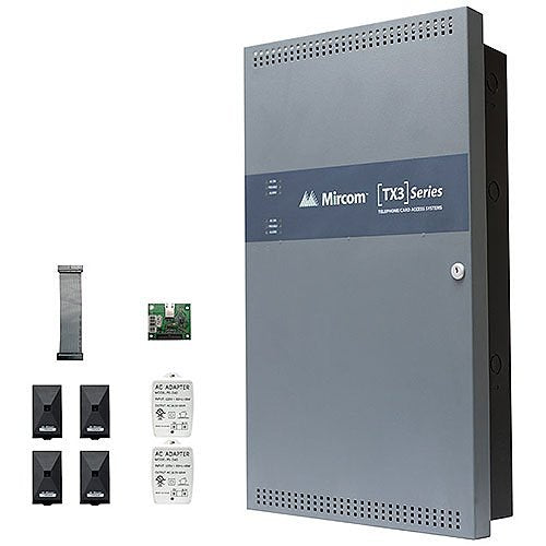 Mircom TX3-CX-4K-A-256 TX3 Series 4-Door Control Kit, (1)Four Door Controller, (4)Proximity Card Readers, (2)Power supply, (1)Configuration Software, (1)USB PC Connection Cable