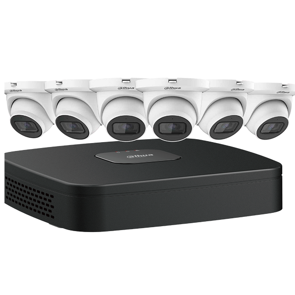 Dahua N484E62S 4MP Starlight Network Security System Six (6) 4 MP Eyeball Network Cameras with One (1) 8-channel 4K NVR
