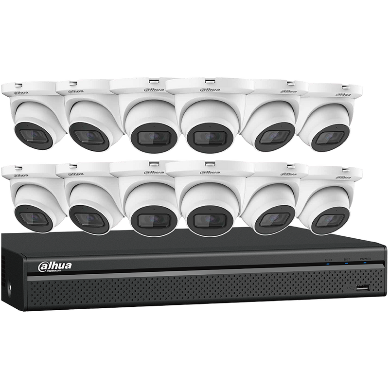 Dahua N564E124S 4MP Starlight Network Security System 12 x 4 MP Eyeball Network Cameras with One (1) 16-channel 4K NVR