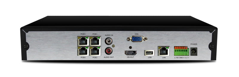 Silarius Pro Series SIL-NVR4CHPOE2 9CH total, 4-Channels 4K POE NVR Gigabit, NVR, 2TB HDD