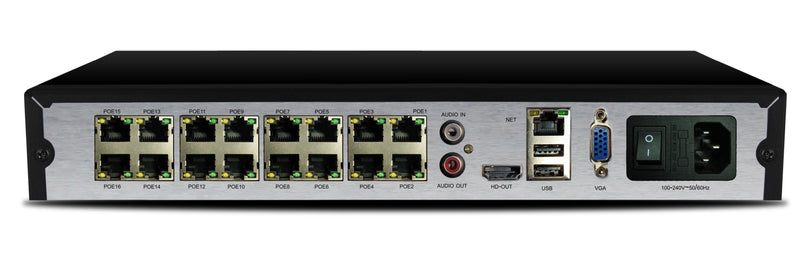 Silarius Pro Series SIL-NVR16CHPOE2 25CH total, 16-Channels 4K POE NVR Gigabit, NVR, 2TB HDD