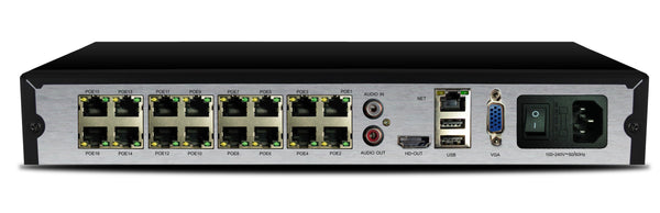 Silarius Pro Series SIL-NVR16CHPOE4 25CH total, 16-Channels 4K POE NVR Gigabit, NVR, 4TB HDD