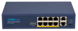Silarius SIL-A8POE1G96 10 Ports POE+ switch with 8 Gigabit Ports PoE+, 2 Gigabit Uplinks, VLAN config and POE indicator - 96W POE+