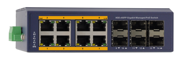 Silarius SIL-INDSW8P1G6SFP 114 Ports Gigabit managed industrial PoE switch - 8 Gigabit RJ45 ports and 6 Gigabit SFP slots