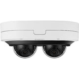 Hanwha PNM-C12083RVD Wisenet P-Series 6MP Outdoor IR Vandal Dome IP Camera, 3.54-6.69mm Lens, White