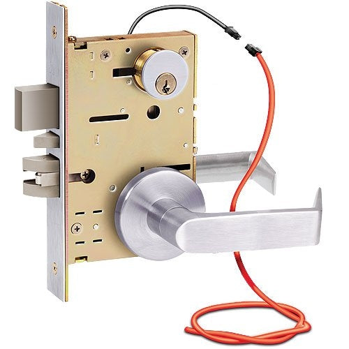 SDC Z7882LCQLBE Solenoid Controlled Mortise Lock, Deadbolt Privacy, Locked Outside Only, Failsecure, LH, 24 VDC, 626, LS, BPS, Eclipse Rose