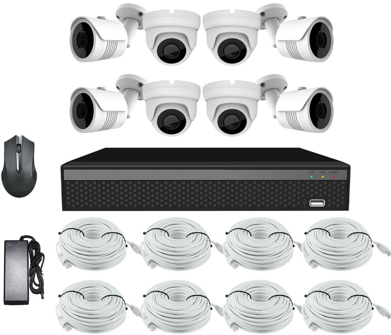 Silarius Essential SIL-KIT8MP4D4B8CHPOE NVR System Kit - Professional+ Grade -16CH total with 8CH POE NVR + (4) 8MP turret eyeball Cameras + (4) 8MP Mini Bullet Cameras and WD 2TB HDD