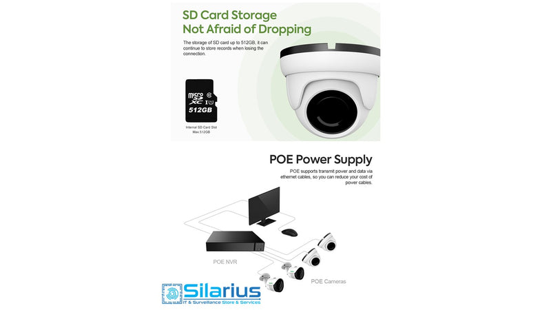 Silarius Pro Series SIL-T5MPAF 5MP Dome Turret Camera w/ Auto Focus , SD Card Slot + Bracket