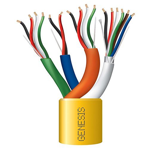 Genesis 21961002 Riser Composite Access Control Cable, Shielded, CL3R, FPLR, CMR, FT4, Sunlight Resistant, 1000' (304.8m) Reel, Yellow