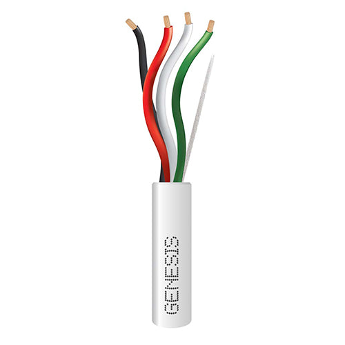 Honeywell Genesis Cable 52515501 High End Unshielded Speaker Cable; 300 Volt, (4) 16 AWG, Bare Copper, White, 500 ft Pull Box