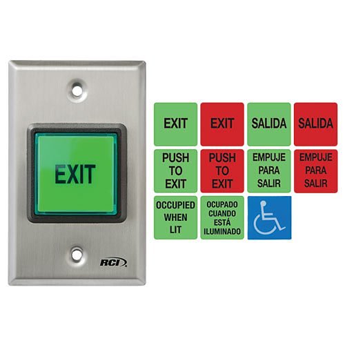 RCI 972-L-ES-MO-32D All-In-One Illuminated Pushbutton, English and Spanish