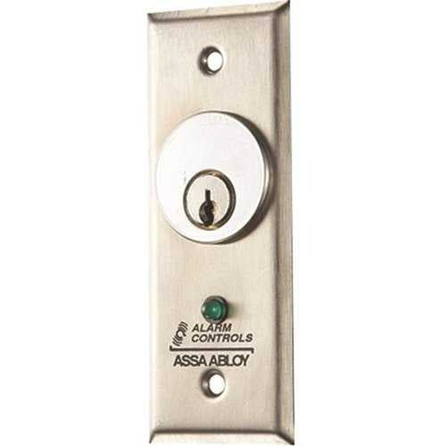 Alarm Controls MCK-5-2 MCK Series Mortise Cylinder Key Switch Station, SPDT Alternate, Single Gang, Green LED
