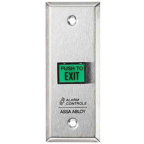 Alarm Controls TS-9T Request to Exit Station with Timed Output, Switch Mounted on Narrow 1-3/4" Wall Plate, 5/8" x 7/8" Rectangular Push Button
