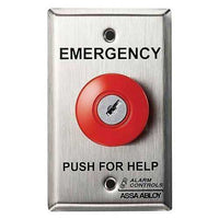 Alarm Controls KR-1-4-GR KR Series Latching Panic Station with Key Reset, 1 N/O Pair and 1 N/C Pair, Guard Ring, Red