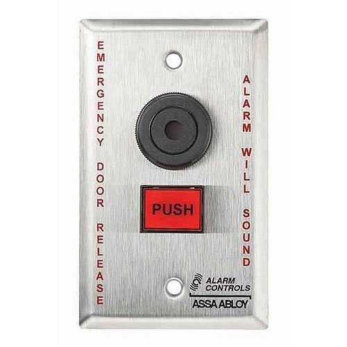 Alarm Controls TS-25 Emergency Door Release, Switch Mounted, Single Gang, 430 Stainless Steel