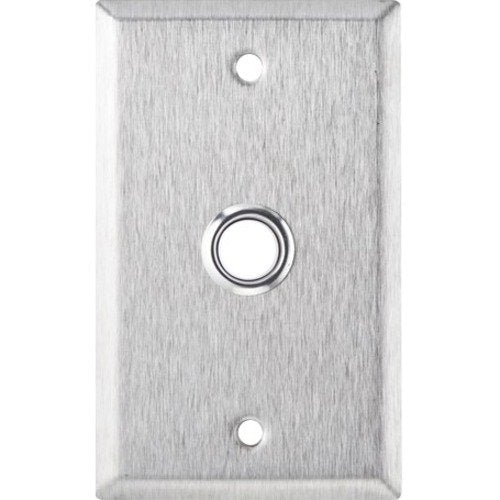 Alarm Controls RP-100302 Remote Wall Plate with White Push Button, Single Gang, Weatherproof, Stainless Steel