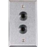 Alarm Controls RP-27A Remote Wall Plate with Two N/C Black Push Buttons, Guard Ring, Single Gang, Stainless Steel