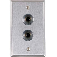 Alarm Controls RP-27A Remote Wall Plate with Two N/C Black Push Buttons, Guard Ring, Single Gang, Stainless Steel