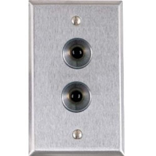 Alarm Controls RP-27A Remote Wall Plate with Two N/C Black Push Buttons, Guard Ring, Single Gang, Stainless Steel