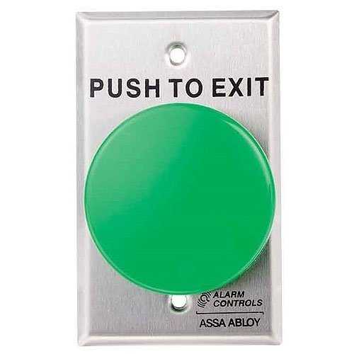 Alarm Controls TS-21G Request to Exit Station with 2-1/2" Green Push Button, Single Gang, 402 Stainless Steel