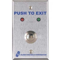 Alarm Controls TS-10302 Vandal Resistant Request to Exit Station, Red and Green LED, Weatherproof, Single Gang, 430 Stainless Steel