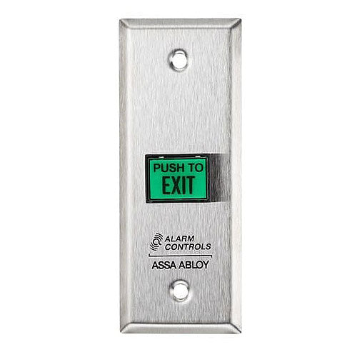 Alarm Controls TS-9 5/8 x 7/8in. Square Green Illuminated Push to Exit Pushbutton