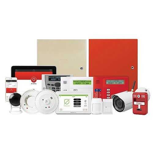 Honeywell Home V32FBPT-COM Vista Fire and Burglary Alarm Control Panel in Large Red Cabinet with Transformer