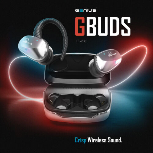 IN STOCK! Genius GENIUS-WIRELESS-2020GBuds In-Ear True Wireless Stereo Bluetooth® Earbuds with Microphone and Power Bank Charging Base