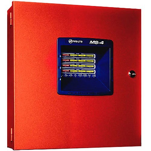 Fire-Lite MS-4E 4-Zone Conventional Fire Alarm Control Panel, 240VAC, 50/60Hz, 2.3A, Red