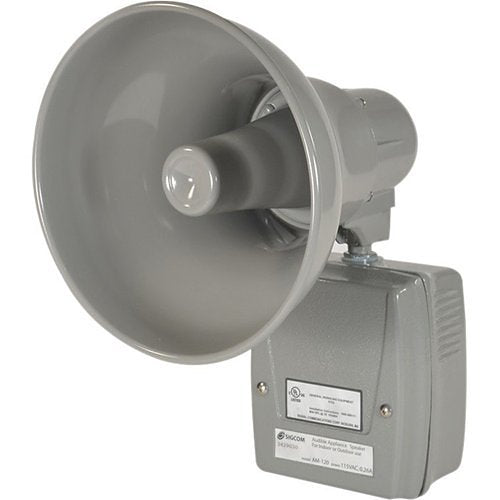 SigCom AM-24G AM Series Weatherproof Amplified Speaker, 25 Or 70 Vrms, NEMA 3r, 24vdc, Gray