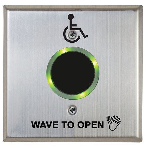 Camden CM-331/42SW-SGLR Touchless Switch with Built-In Door Control with LED Light Ring, Hand Icon, "Wave to Open' text and Wheelchair Symbol