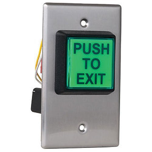 Camden CM-30E Economy Push Button To Exit 12-28V LED Illuminated Switch, Green